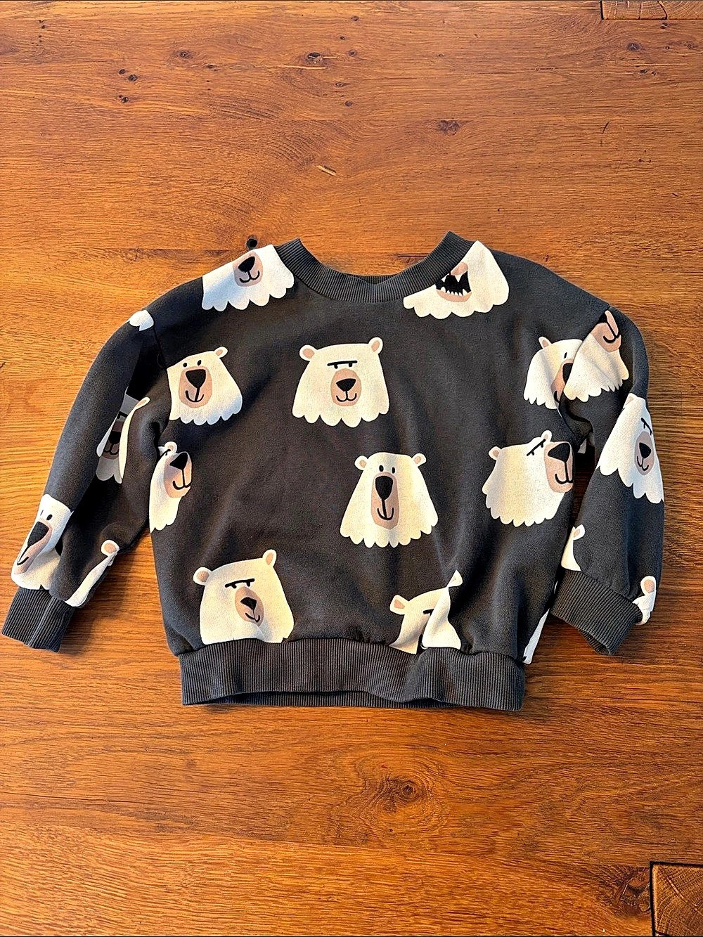 H&M Bear Print Sweatshirt in Black & White Size 3T